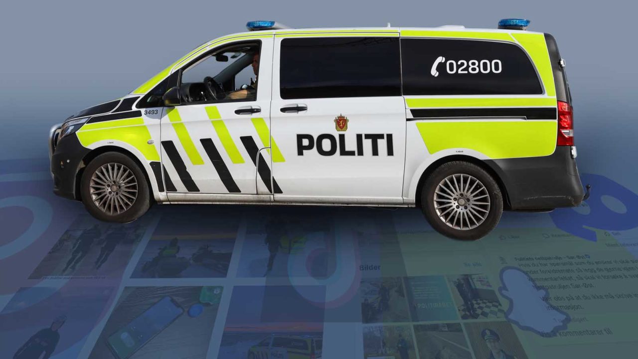 Foto: Barnevakten / Shutterstock. Bildet viser en politibil som står oppå skjermklipp fra internett.