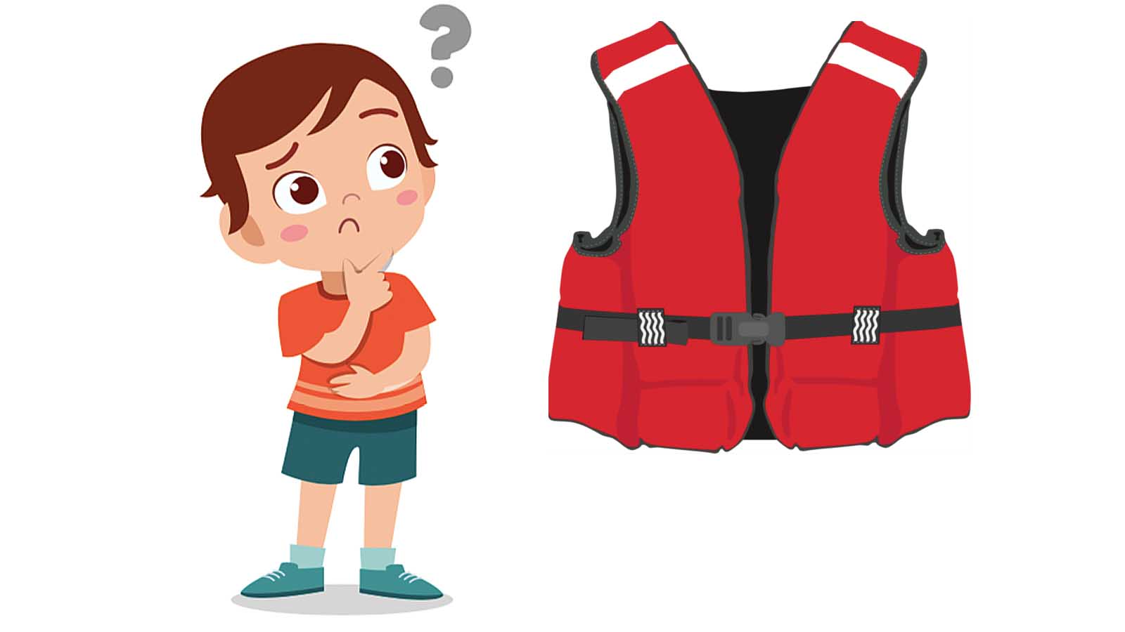 Foto: Shutterstock / Barnevakten. Bildet viser et barn som ser på en redningsvest i voksen størrelse.