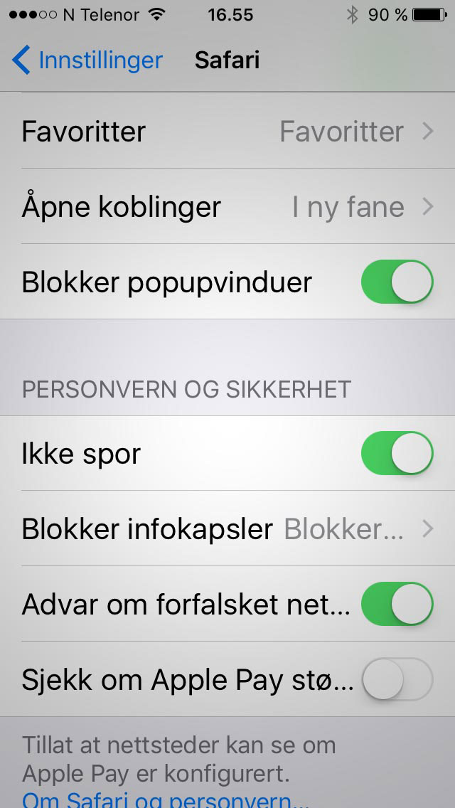 Skjermdump fra iOS