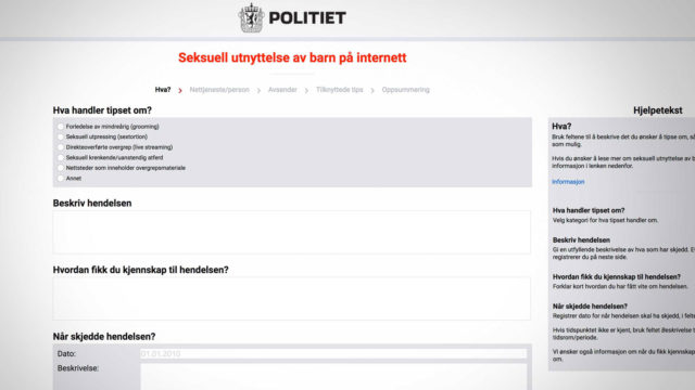 Skjermdump fra Tips Politiet