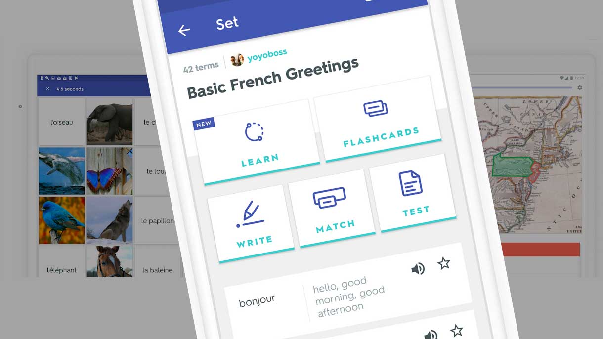 Skjermdumper fra appen Quizlet.