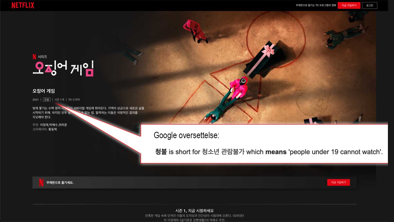 Foto: Skjermdump og montasje av Netflix i Korea og Google oversettelse.