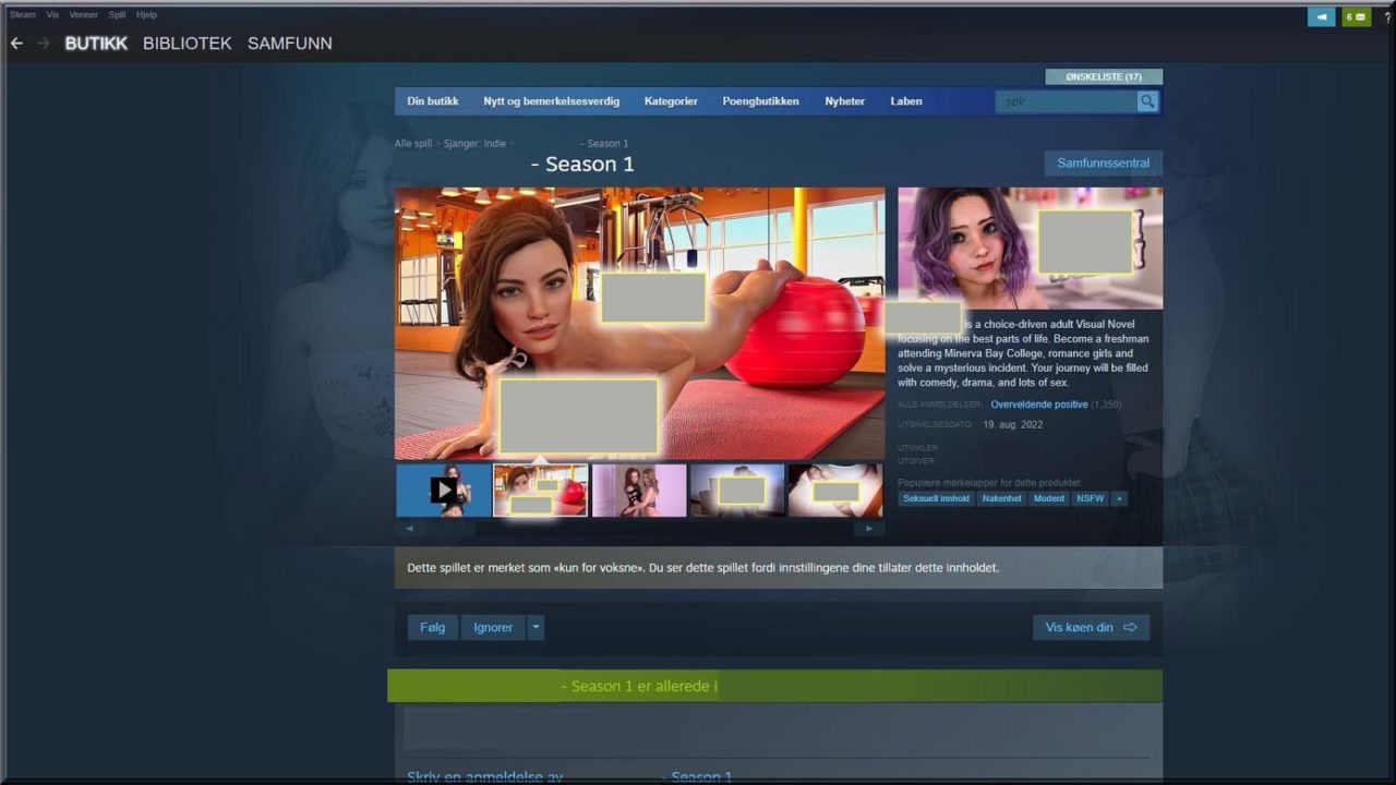 Romantic Rap Sex Video - One of the most popular gaming platforms sells gross porno games |  Barnevakten