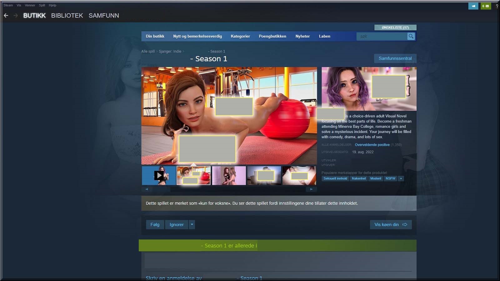 One of the most popular gaming platforms sells gross porno games |  Barnevakten