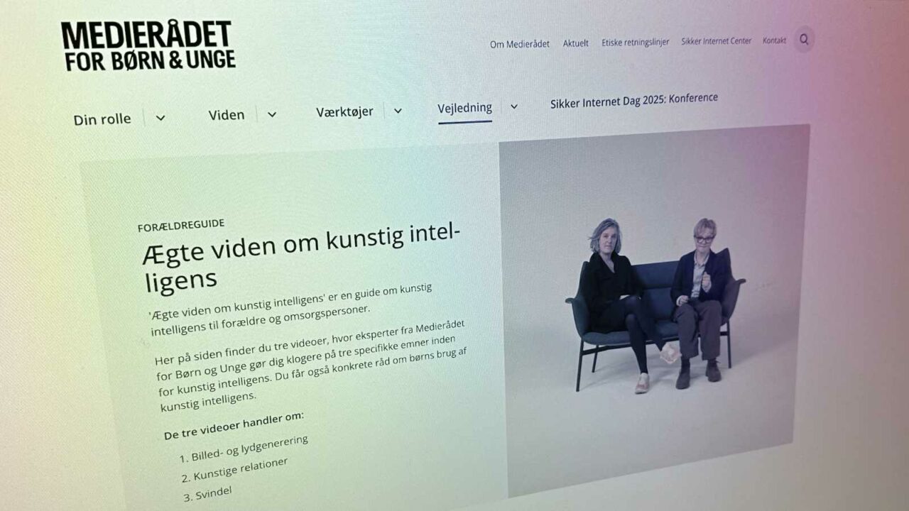 Skjermdump fra nettsiden til Medierådet for børn og unge,