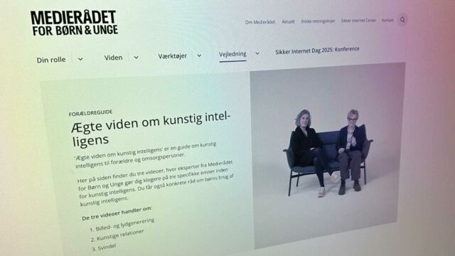 Skjermdump fra nettsiden til Medierådet for børn og unge,